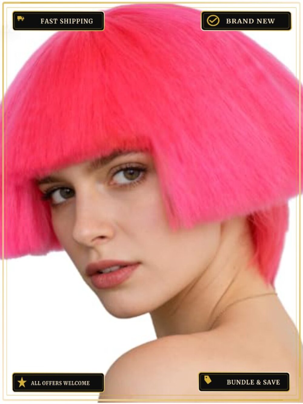 Synthetic Fiber Bowl Cut Wig Fluffy Straight Cosplay Party